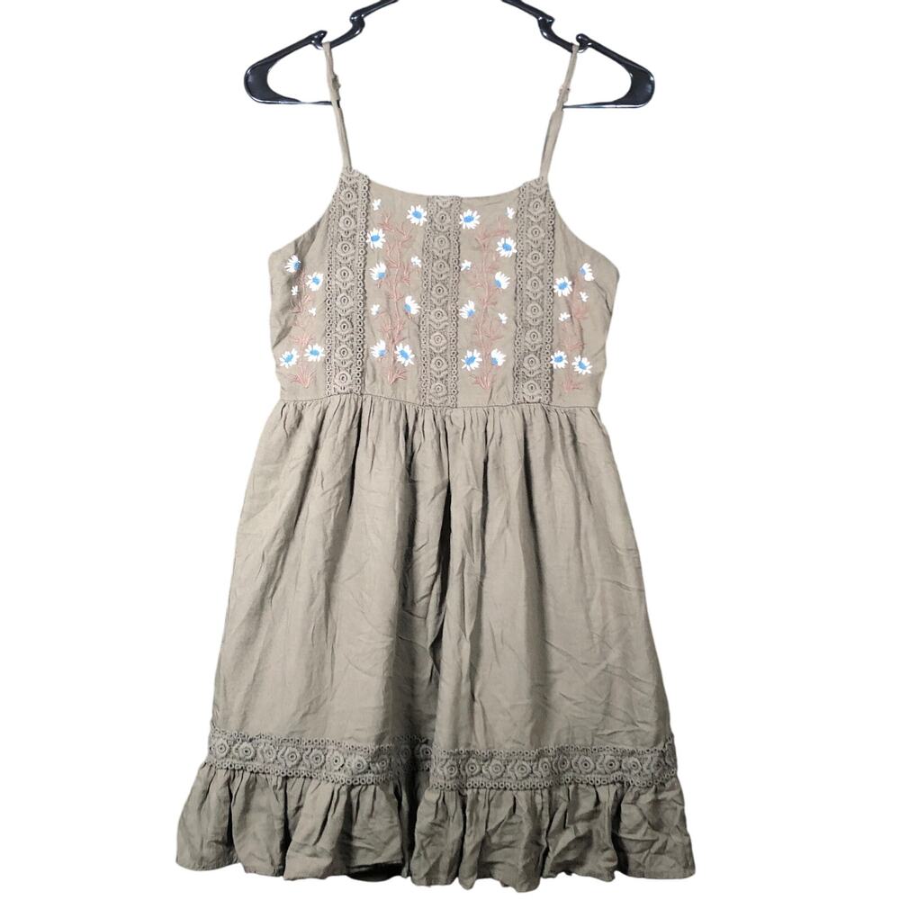 Patrons Of Peace Womens Dress Forest Green Floral Lined Sleeveless Small